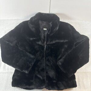 Guess Jeans Glamour faux fur Glam black statement coat Y2K Women’s L Italy